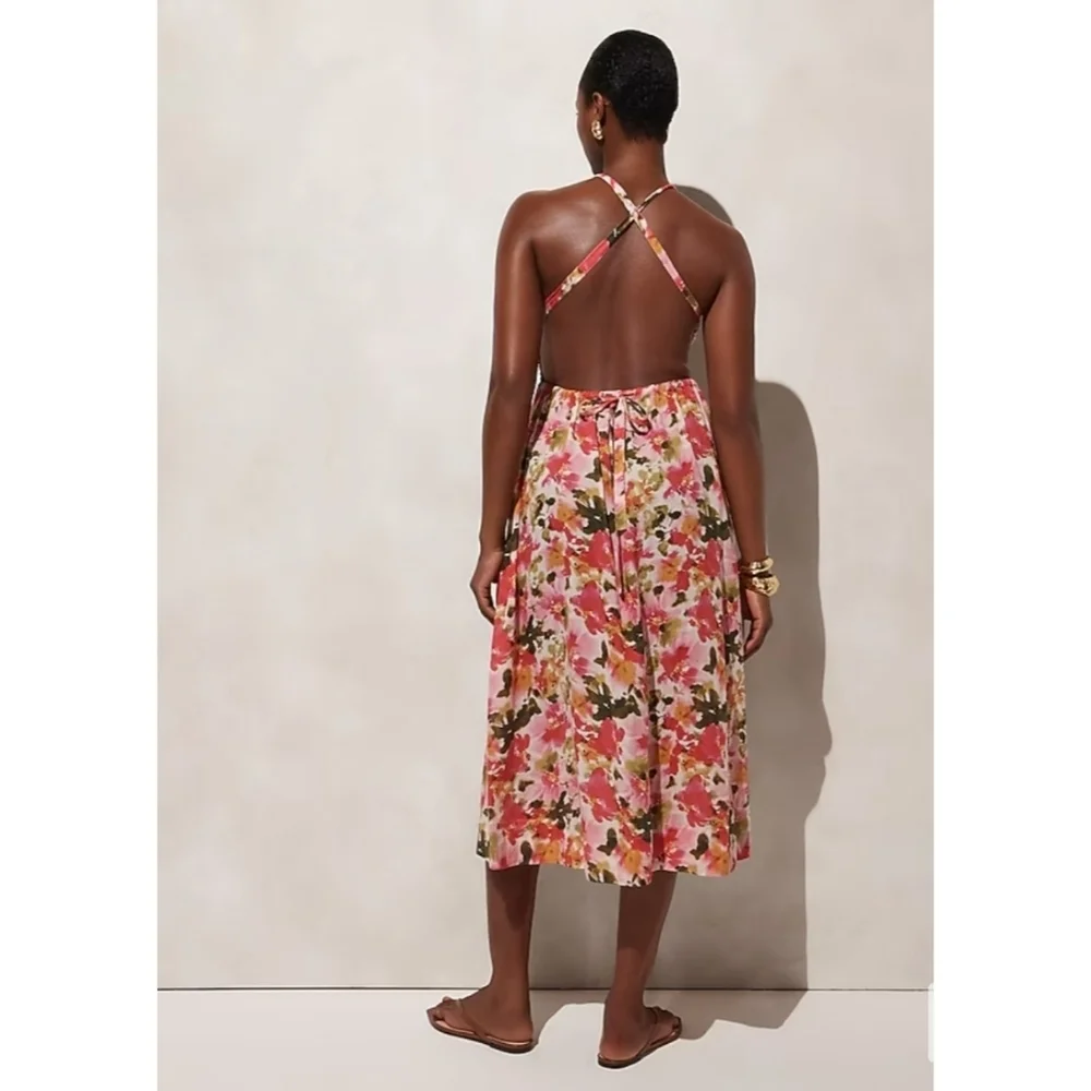 J.Crew Halter-neck cross-back dress in floral cotton voile
